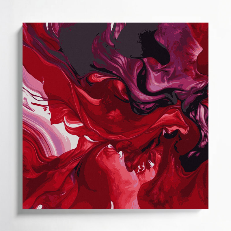 «Lyrical Abstraction 63», art mural sur toile rouge, H 12 po x l 12 po