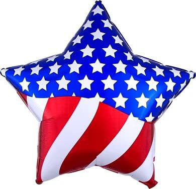 Drapeau patriotique en forme d'étoile Mylar-Foil Balloon Pkg / 1