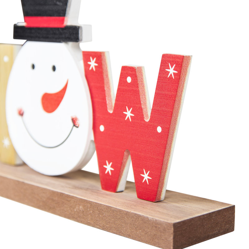 Plaque de Noël en bois bonhomme de neige - 9,5 po