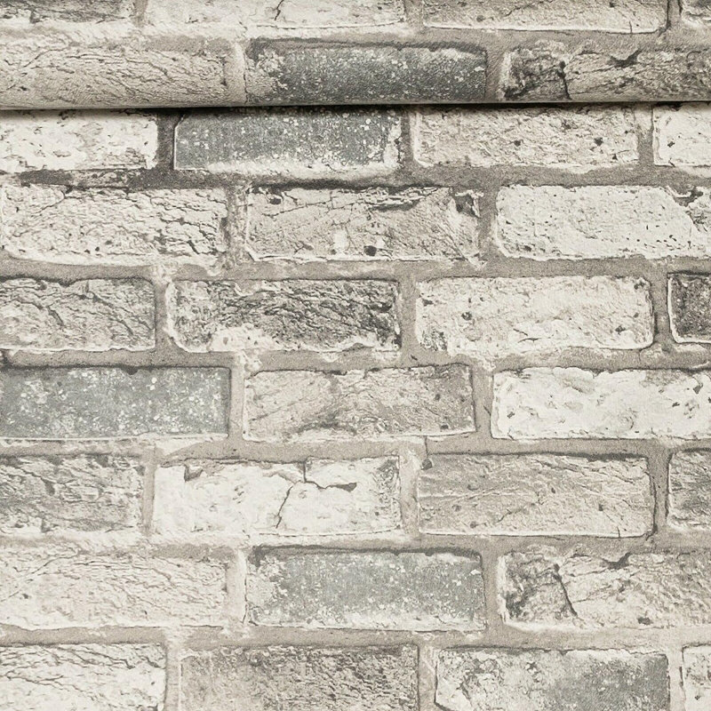 Wallpaper Grey Charcoal Textured Brick Modern Distressed 10.5M X 0.53M Effect Vinyl Full Roll