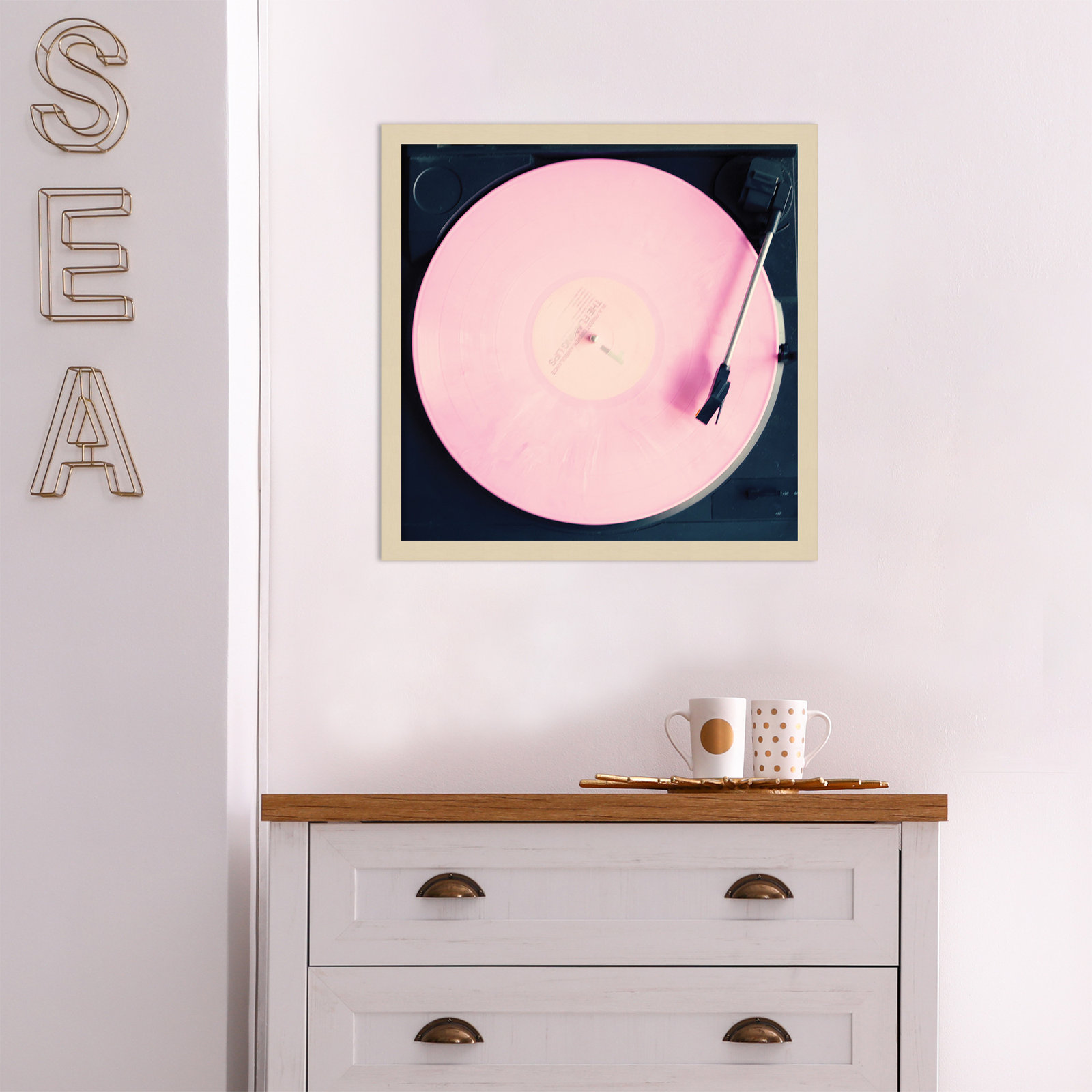 Pink Record by Caroline Mint, 19.25" H x  19.25" W  x 0.88" D, Brown