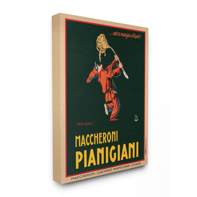 Maccheroni Pianigiani Vintage Poster Food Design Stretched Canvas Wall Art by Marcello Dudovich