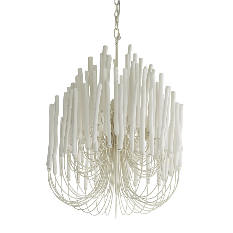 Tilda Chandelier, 30" H x 21" W x 21" D, Whitewash Stained Wood