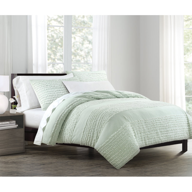 Blinn 100% Cotton Set, Queen Duvet Cover + 2 Standard Shams, Green