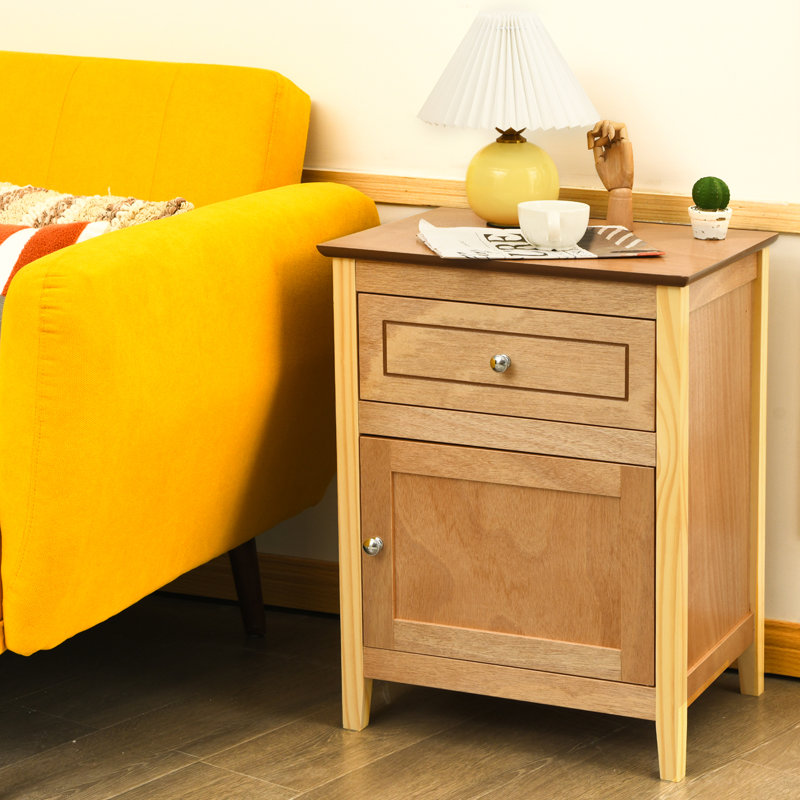 Dulles 48cm W Manufactured Wood Bedside Table, Natural
