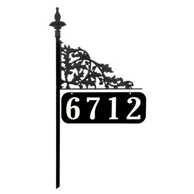 Oak Double-Sided Reflective Yard Address Sign On 30" Pole