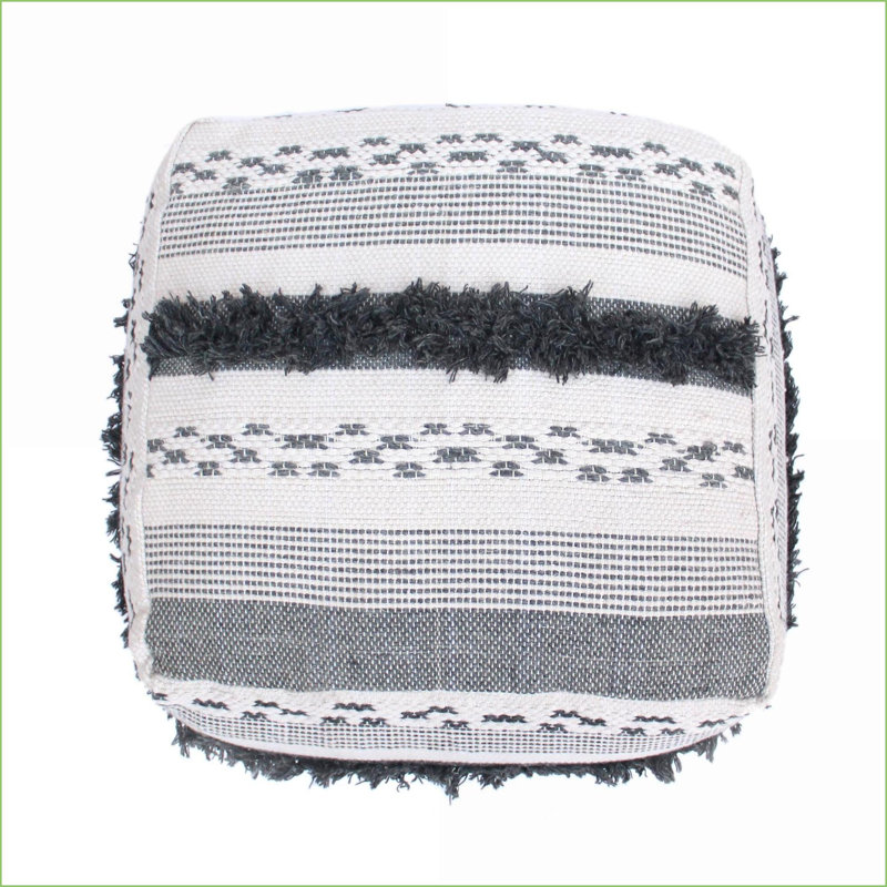 Pouf, Large Faux Yarn Ivory Grey for Living Room Bedroom | Ivory Grey | Faux Yarn Fabric