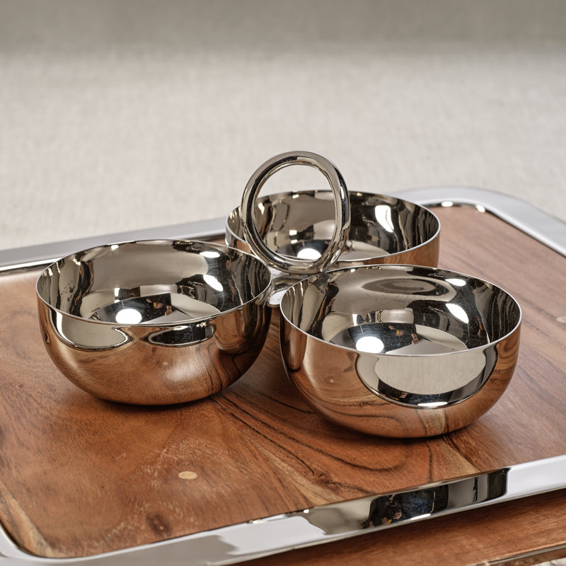 Joss & Main Steel/ Brass Condiment Server, Silver