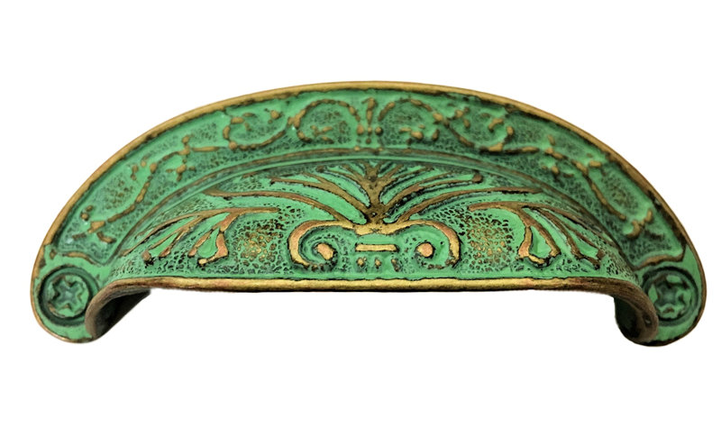 (5 Pack) 2-1/2 inch Baroque Scroll Work Design Cup Pull  Verdigris