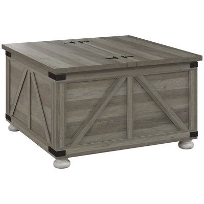Farmhouse Coffee Table, Square Coffee Table With Storage For Living Room, Center Table With Hinged Flip Lift Top And Hidden Space -  August Grove®, 23B804AA6C844210A0E5A588AB5DA0E0