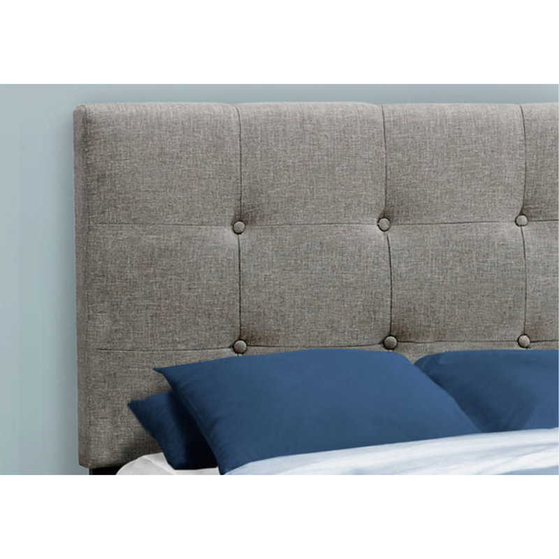 Grey Linen Look Twin Bed Frame - Suitable For And Teens Upholstered In With Plastic Block Legs