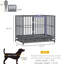Chenil en métal gris avec roues verrouillables, porte double, plateau amovible, 43 po, magnifique niche pour chien 43 po