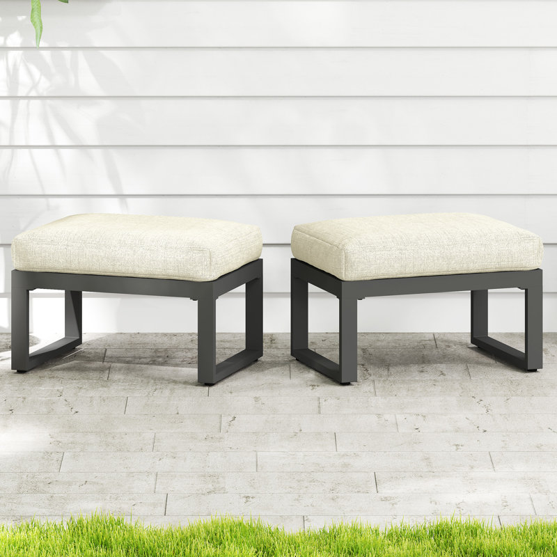 Repose-pieds d'extérieur en aluminium 2 pièces, Beige