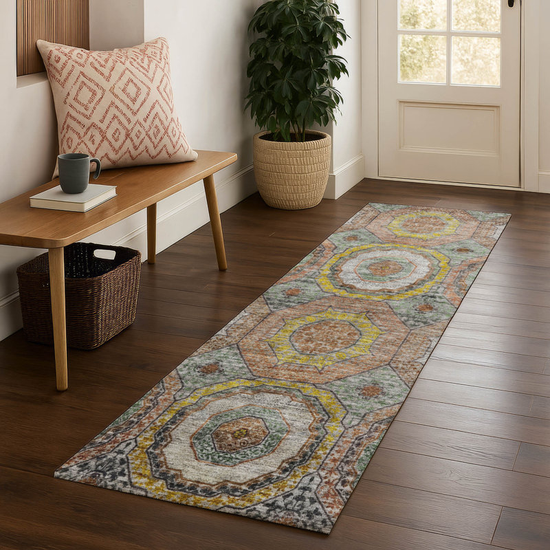 Premium Machine Washable Mayfield AMF2050 Panel Rug, 2'3" x 7'6" Runner, Sage