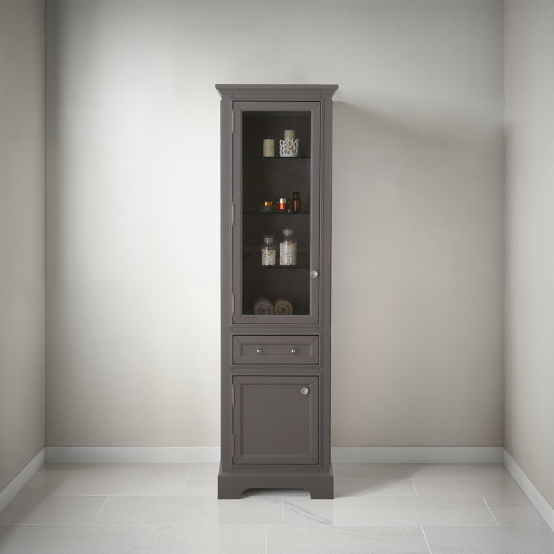 Anchita Solid Wood Frame Linen Cabinet, Gray