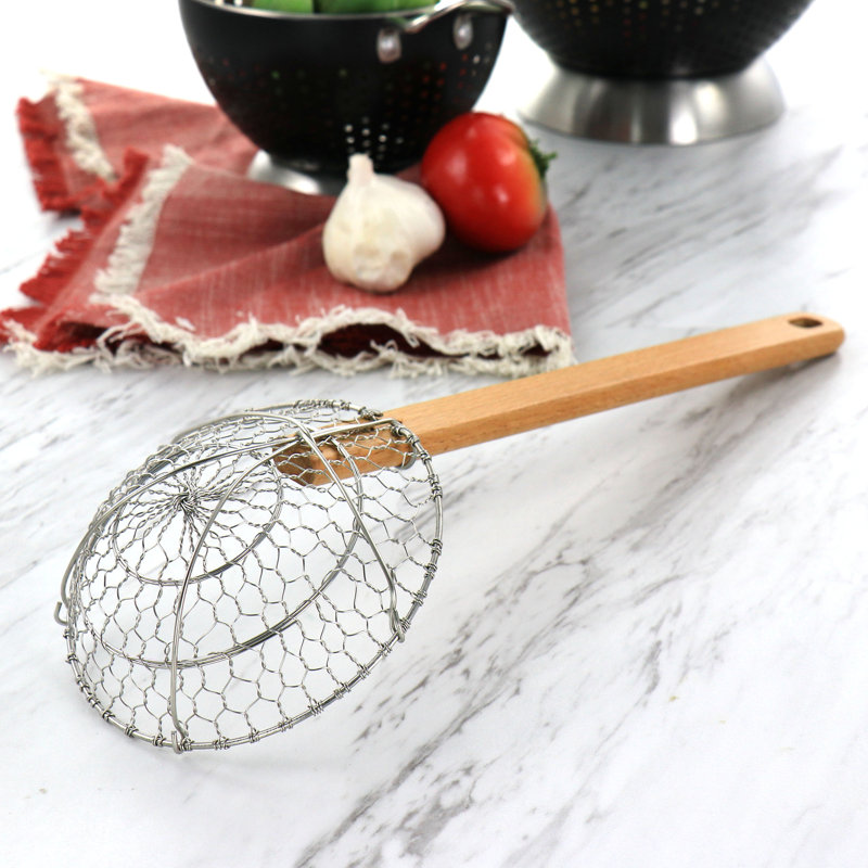 Martha Stewart Stainless Steel Spider Strainer Kitchen Utensil With Wooden Handle