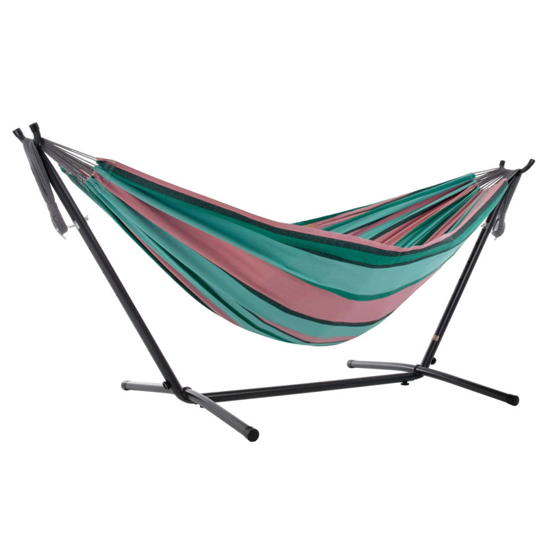 Double Classic Hammock with Stand, Black, Watermelon, 104cm H x 250cm L x 109cm W