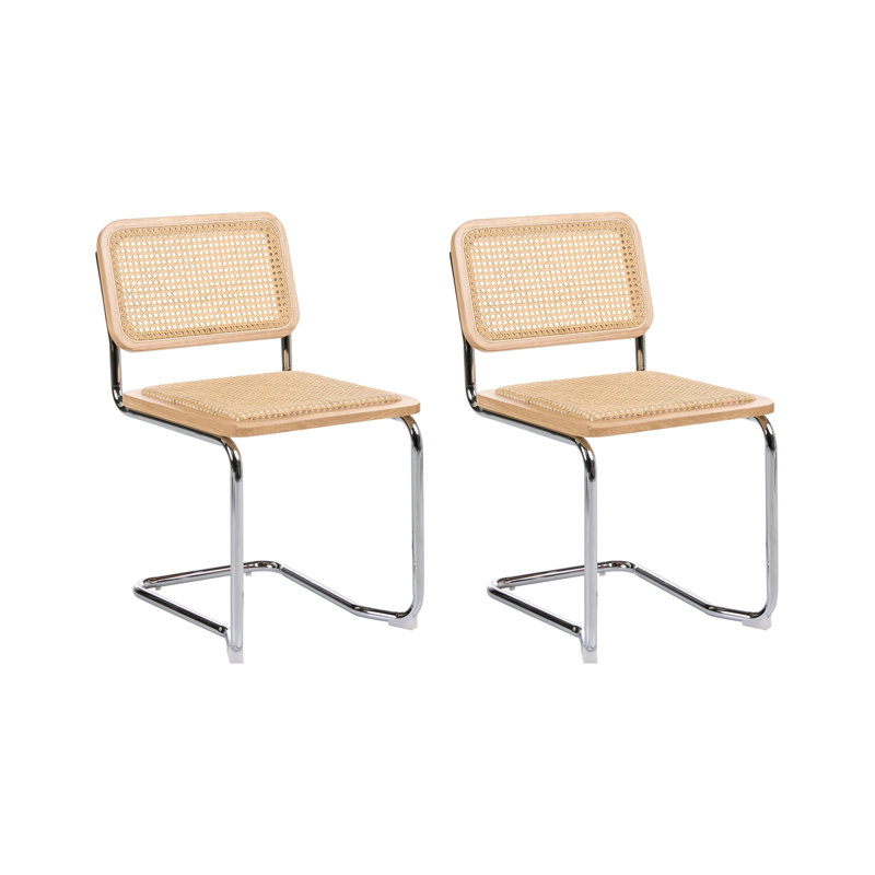 Alyias 49cm H Ladder Back Cantilever Chair, Light Wood