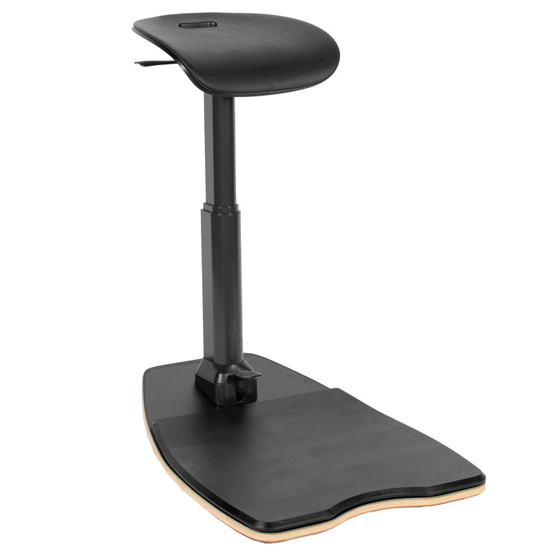 Black Ergonomic Leaning Chair with Anti-Fatigue Mat