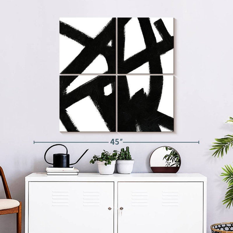 Black Ink Streaks II, 32" H x 32" W
