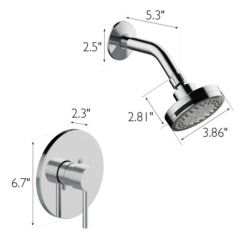 Robinet de douche Eastport II avec valve brute, Chrome poli