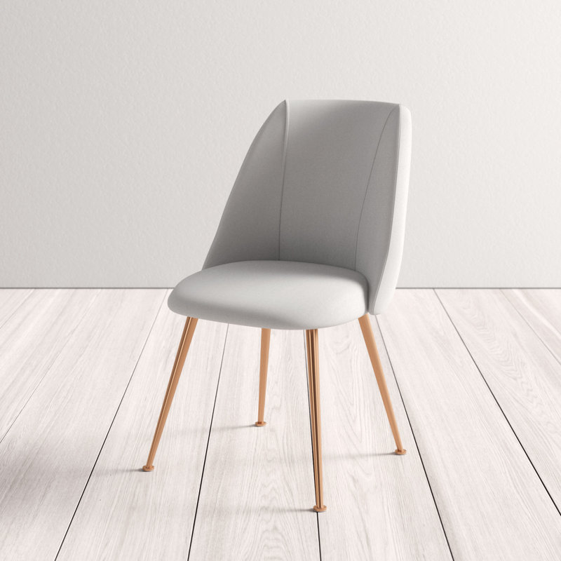 Lovel 18.5'' H Upholstered Pine Side Chair, Light Gray, Gold