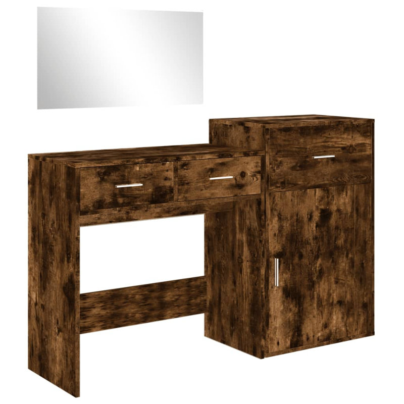 Dressing Table with Mirror, Smoked Oak