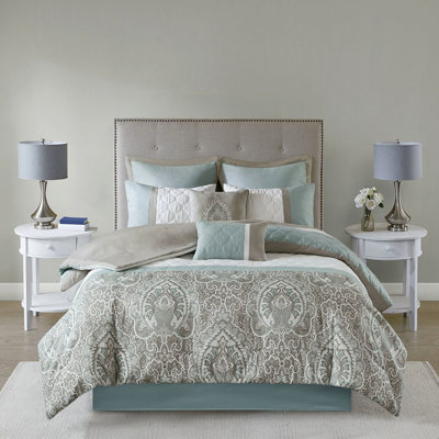 Édredon 8 pièces très grand, motif et gris, coussins, literie lavable à la machine pour impression, couleur, literie et entretien