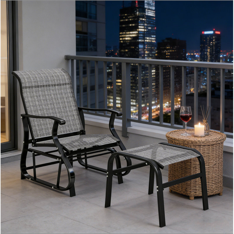 Fauteuil coulissant à haut dossier, fauteuil d'extérieur, Gris