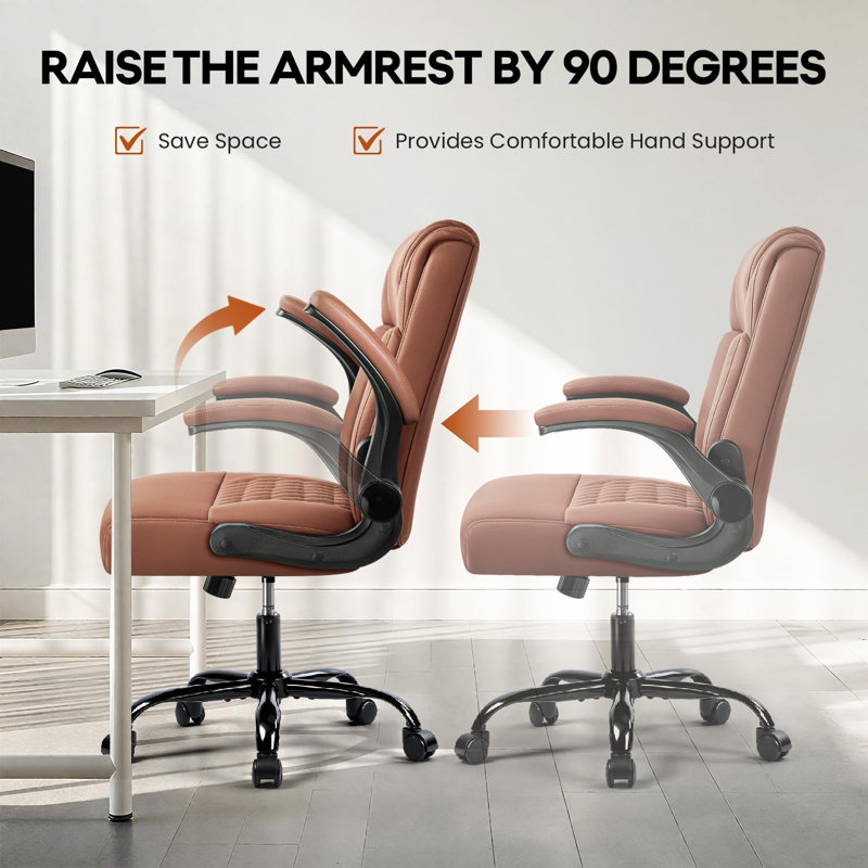 Faux Leather Mid Back Executive Office Chair, Brown