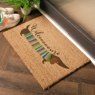 Welcome Sausage Dog Coir Doormat