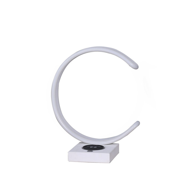 Lampe de table 13,5 "en forme de C à DEL avec port USB / chargeur sans fil