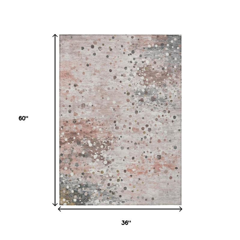 Tapis extérieur lavable abstrait saumon et gris 3 pi x 5 pi