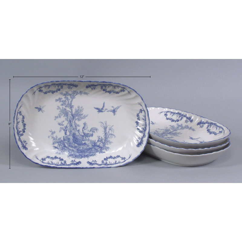Plateau ovale Crawford, Bleu / Blanc