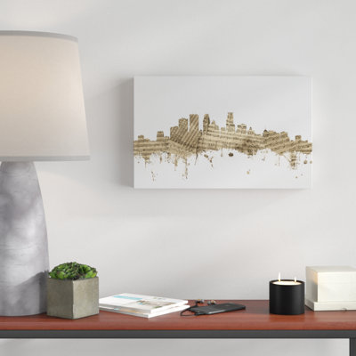 « minneapolis minnesota horizon "music ii », impression sur toile tendue brun clair/blanc