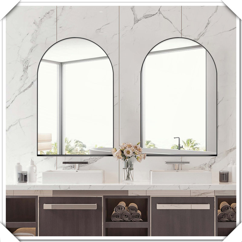 Latitude Run® Recessed Arched Metal Framed Medicine Cabinet With Mirror ...