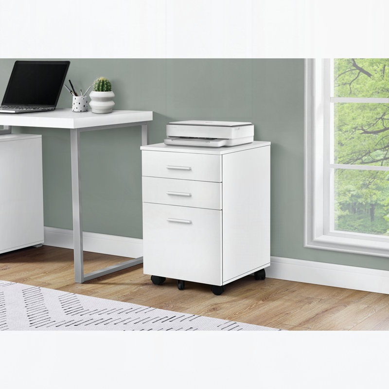File Cabinet, Rolling Mobile, Storage Drawers, Printer Stand, Office, White