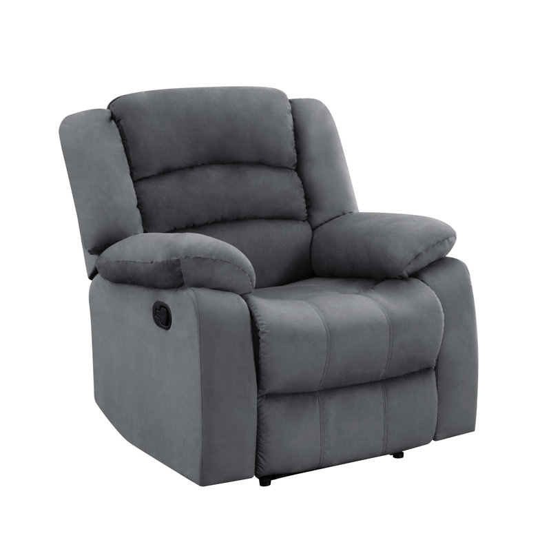 Fauteuil inclinable recouvert de tissu gris avec 8 ressorts, structure en bois franc renforcé, 30,29 po Largeur du produit