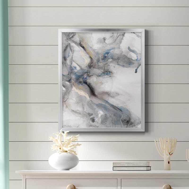 Toile encadrée de qualité supérieure Marble Trance - prête à être accrochée, Argent, H 24 po x l 20 po
