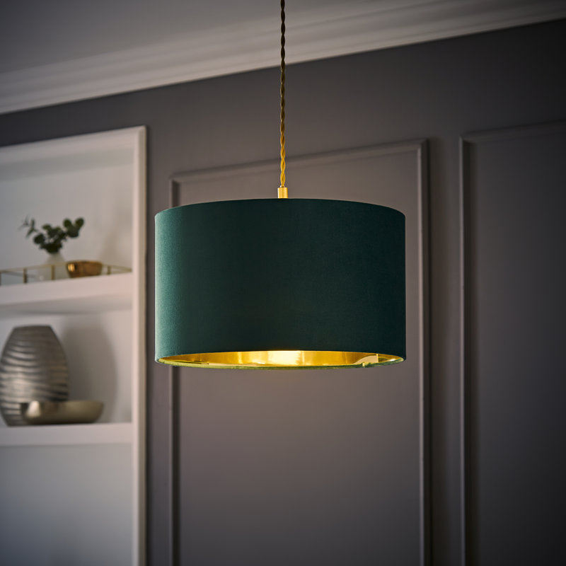 Ajua Linen Blend Drum Lamp Shade ( Slip-On ) in Green, 20" H x 35" W x 35" D