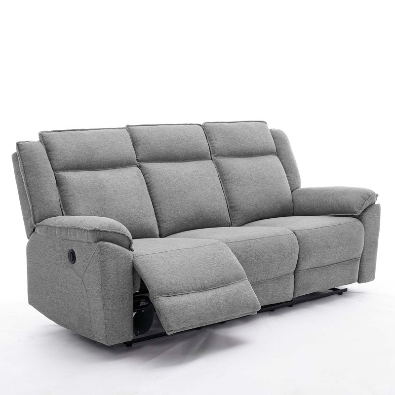 Beola Linen Electric Reclining Sofa, Grey, 3