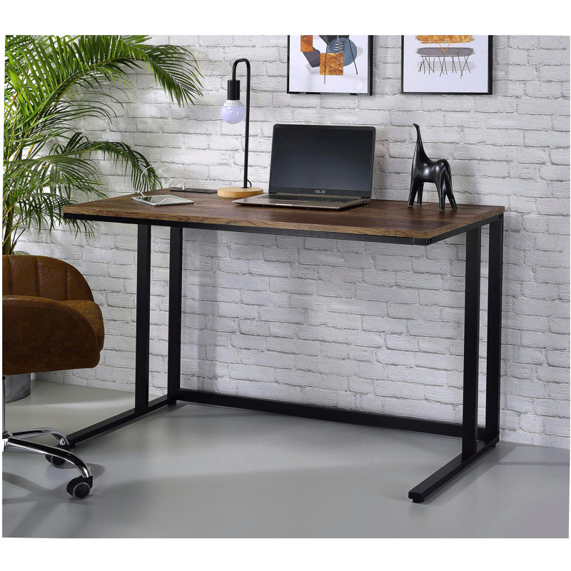 Bureau d'écriture Tyrese, Noyer / noir