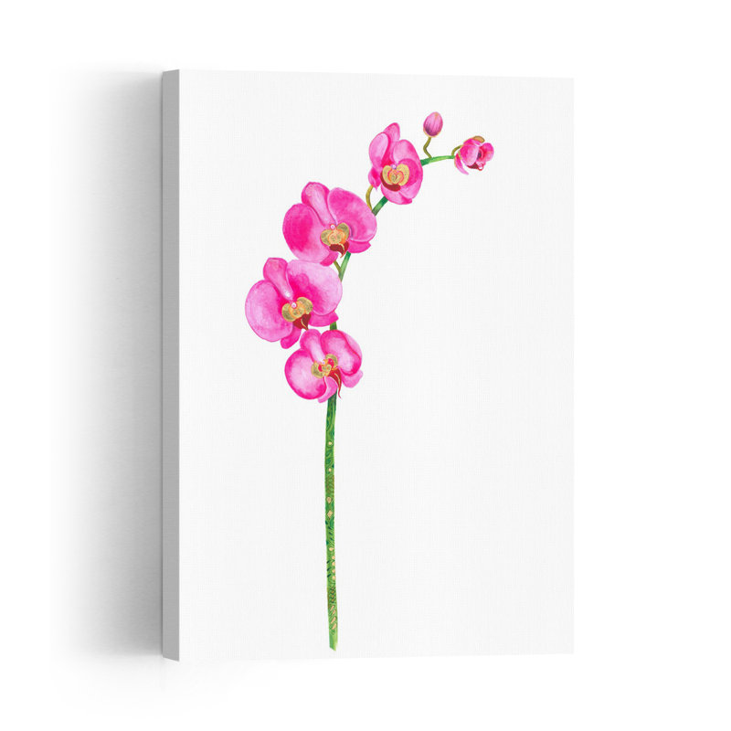 Pink Orchid Elegance Delicate Vibrant Abstract Orchid Flower Nature Wall Art Print 1 Piece Wrapped Canvas Wall Art
