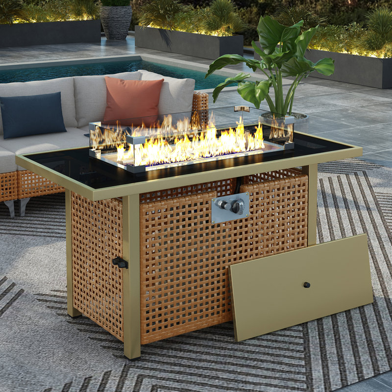 Table foyer au gaz propane K&K, Orange/jaune