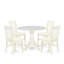 L'ensemble de salle à manger moderne 5 pièces se compose d'une table ronde et de 4 chaises de salle à manger Mid Century en bois avec dossier à lattes - Lin blanc-1778211453-1752466849-1752466851