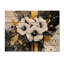 Fleurs blanches et noires abstraites - art mural moderne sur bois de pin naturel-2090027963