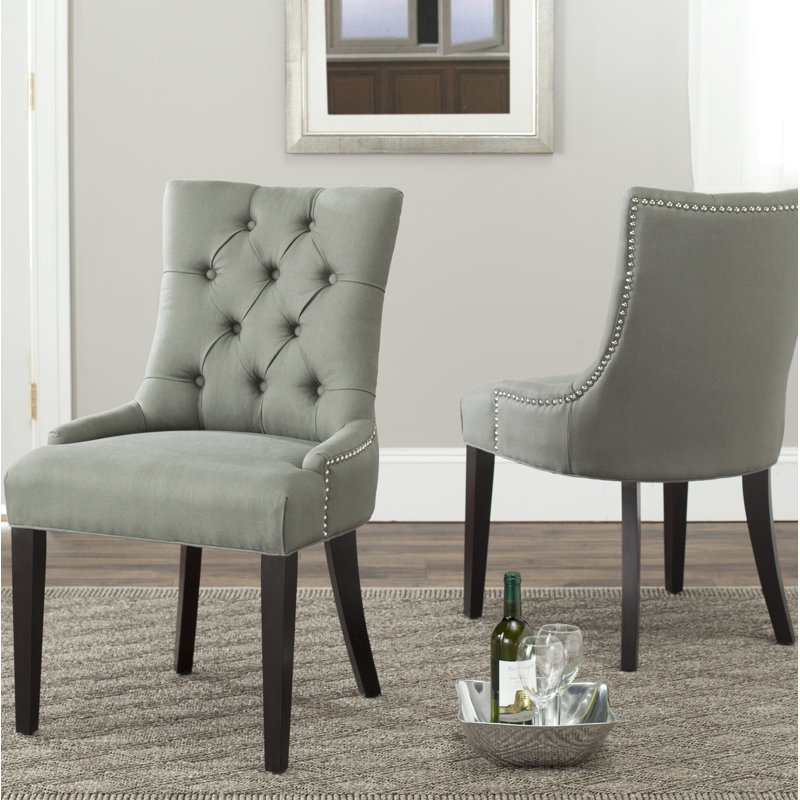 Baumgarten 49.53cm H Tufted Upholstered Parsons Chair, Espresso, Misty Lake