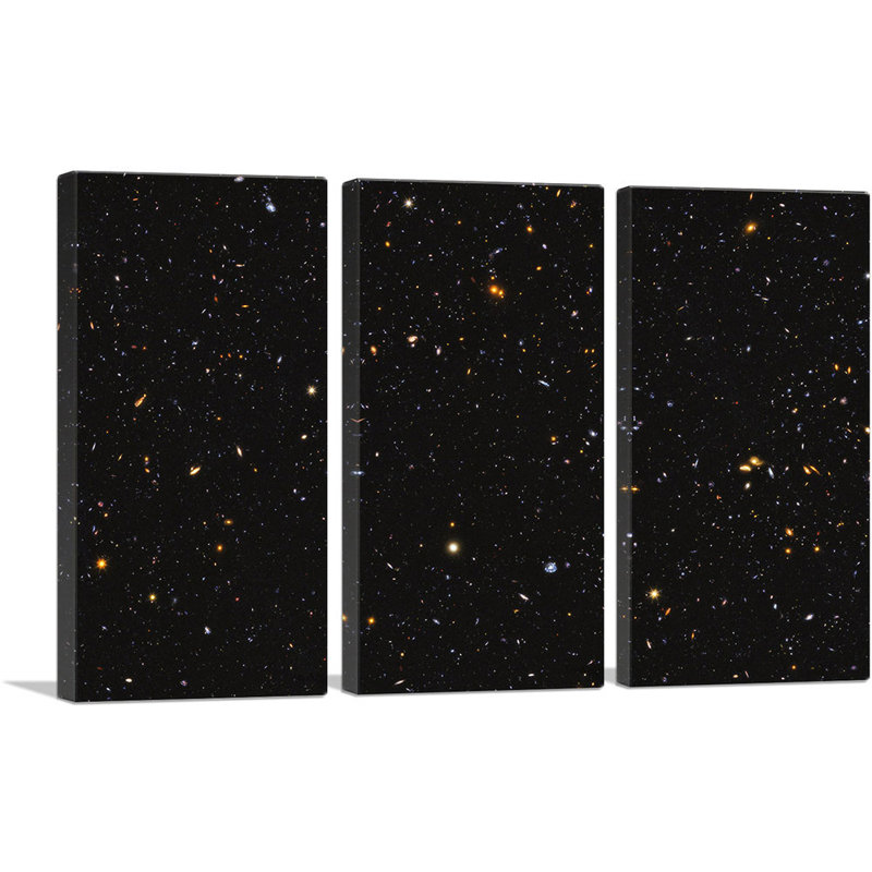 Hubble Telescope Deep UV Legacy Field - Ensemble de 3 reproductions de photos sur toiles tendues, H 40 po x l 60 po x 1,5 po