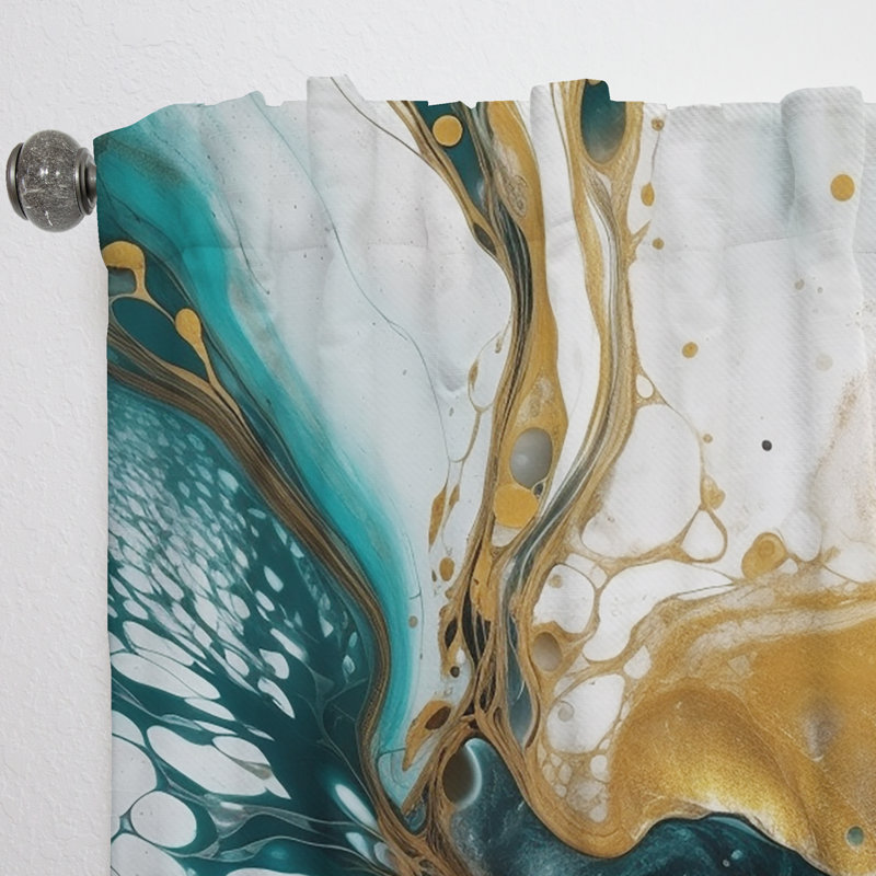 Espace de sculpture turquoise et doré - Rideau en velours moderne - obscurcissant - 1 panneau, L 52 po x L 108 po