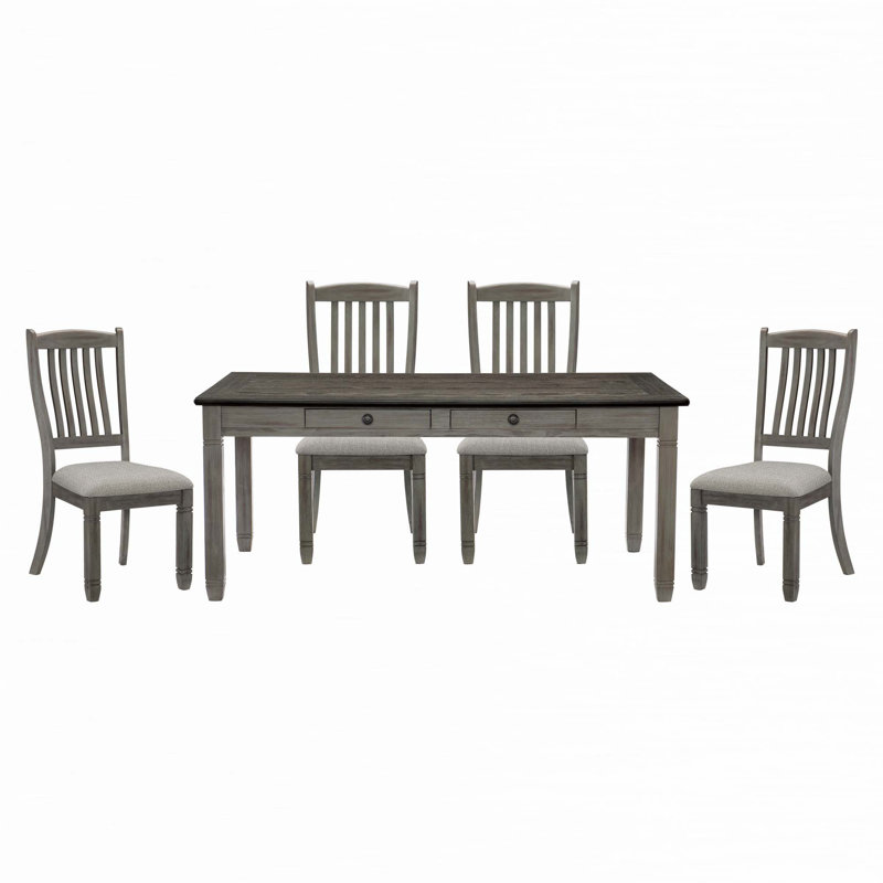 5Pc Dining Set Table W 6X Drawers